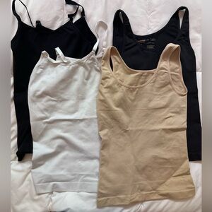 Shapermint Camisoles- Lot of 4- Black, White, Tan